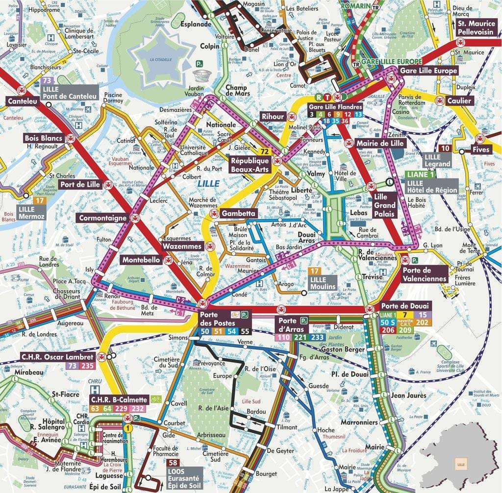 街道地图的法国里尔