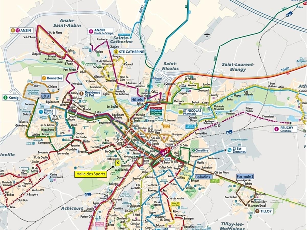 Lille的公共运输地图